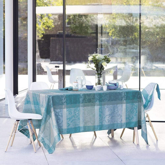 Mille Dentelles Table Linens Collection : Turquoise (Coated Cotton)-Gina's Home Linen Ltd