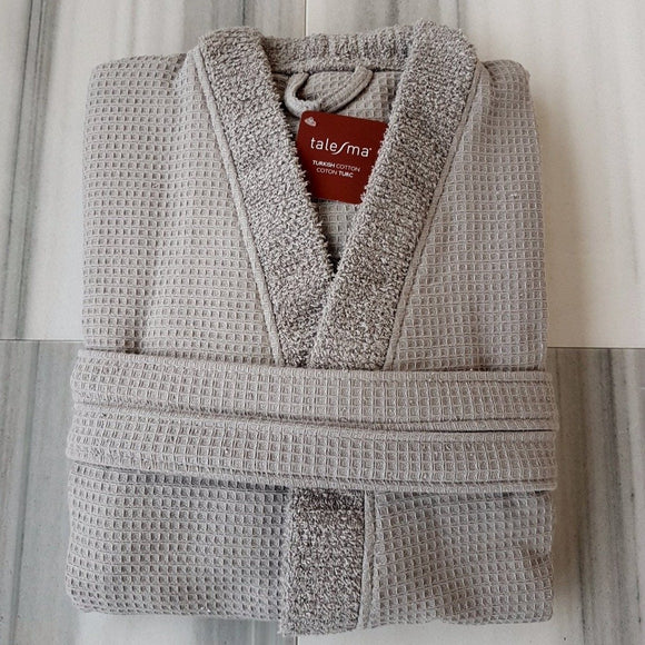 Terry-Waffle Kimono Bath Robe Grey-Gina's Home Linen Ltd