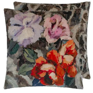 Tapestry Flower Damson Velvet Decorative Cushion-Gina's Home Linen Ltd