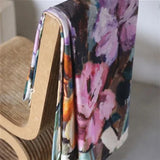 Tapestry Flower Damson Wool Throw-Gina's Home Linen Ltd