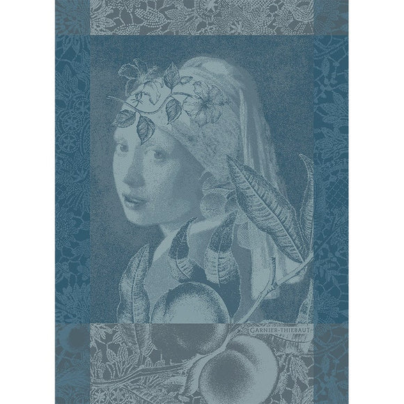 Femme A la Perle Bleu Kitchen Towel-Gina's Home Linen Ltd